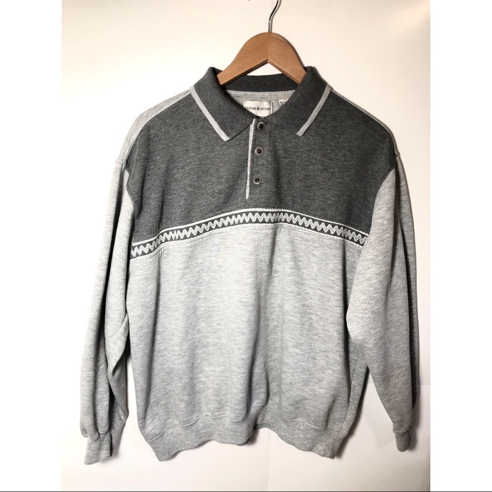 Taylor & Henry Grey Stripe wave Sweater Size Large